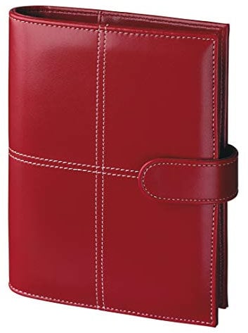 BSB Terminplaner Organizer Wochenplaner Terminkalender - 2025 - ca. A6-1 Woche = 2 Seiten - Kunststoff Fashion, kirschrot - Ringbuch mit 6-Fach Lochung, nachfüllbar - Modell Kompakt, 02-0421