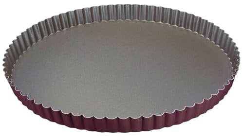Gobel 226350 Moule à Tarte Rond Cannelé Anti-Adhérent Fond Fixe 32 cm, Marron