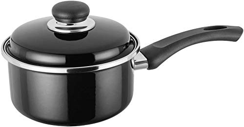 Judge Essentials Enamel, 16cm Saucepan, 1.6L, Non-Stick, Black