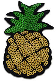 Catch the Patch Ananas Obst Frucht mit Pailletten - (Größe: 8,3 x 4,8 cm) – Patches, Bügelbilder, Aufbügler – zum Aufbügeln oder Aufnähen – Ideal für Kleidung, Rucksäcke