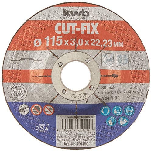 kwb Trennscheibe Cut-Fix 791150 (115 x 22, gekröpft, 3.0 mm dick, für Metall und Stahl, für Winkelschleifer)