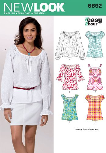 New Look 6892 Size A Misses' Tops Sewing Pattern, Multi-Colour