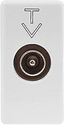 GEWISS - GW20381 Presa Coassiale Tv Schermatura Classe A, Connettore Iec Maschio 9.5 mm, Diretta con Passaggio di Corrente, 1 Modulo, System White