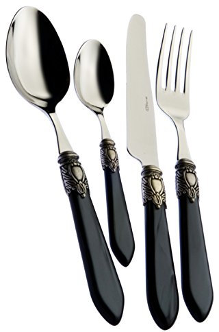 BUGATTI - Oxford Servizio Posate 24 pz. Colore Nero/Madreperla