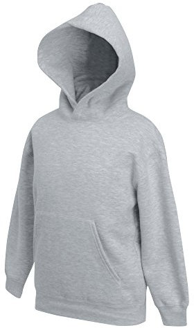Fruit of the Loom Unisex Kids Premium Hooded Sweat, Heather Grey, 14-15 Years (Manufacturer Size:36)