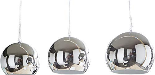 DELIFE Hängeleuchte Pentola Chrom Silberfarben 75 cm 3 Schirme Deckenlampe
