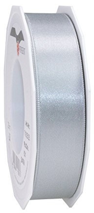 Präsent C.E. Pattberg Satin sterlingsilber, 25 m Satinband zum Einpacken von Geschenken, 25 mm Breite, Geschenkband zum Dekorieren & Basteln, Dekoband, Anlass