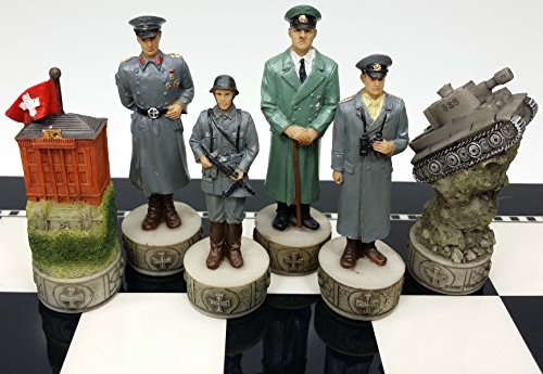 World War 2 WW2 Set of Chess Men Pieces Hand Painted - NO BOARD
