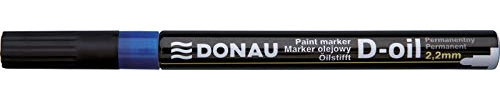 DONAU 7368001PL-10 Ölmarker D-OIL Rundspitze 2,2 mm Ölbasis Permanent Marker, Farbe: Blau / Wasserdichte Tinte Papier/ Filzschreiber für Plastik Metall Holz Glas/ Schreibt auf Fast Jeder Oberfläche