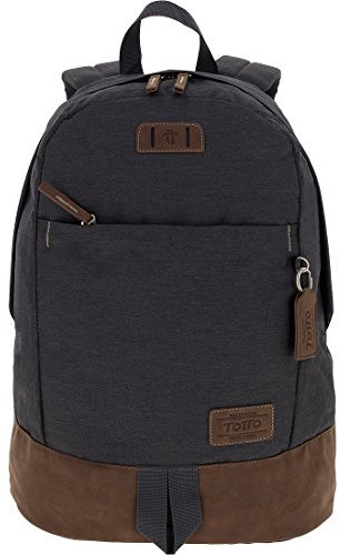 TOTTO - Mochila Juvenil, Modelo Deily, Mochila para Ordenador Portátil 16 Pulgadas, 2 Compartimentos, Espaldar Ergonómico, Cómodas Correas en S, Resistente, Color Gris Jaspeado y Marrón
