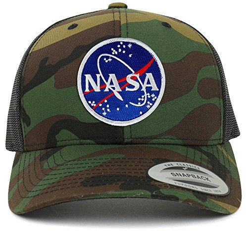 Flexfit NASA Meatball Embroidered Iron On Patch Snapback Trucker Mesh Cap
