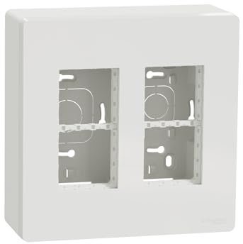 Schneider Electric NU122418 New Unica, Sist. Centralización Caja Empotrar 2 x 4 Módulos, Sin Halógenos, Instalación Fácil - Blanco