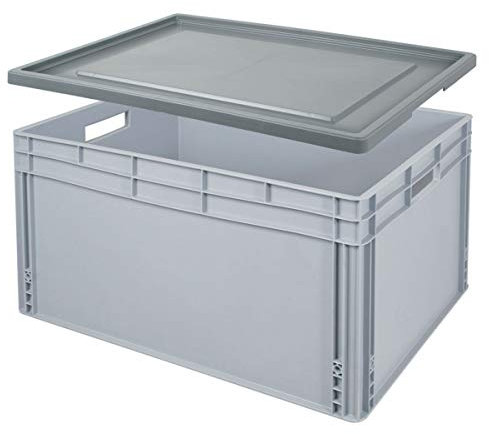BRB Eurobox BxTxH 800x600x420 mm, 175 Liter, mit Stülpdeckel, 2 Durchfassgriffe, Industriequalität, lebensmittelecht