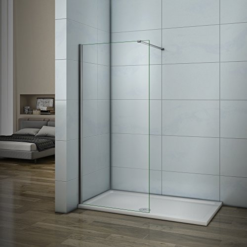 AICA paroi de douche 90cm paroi latérale en verre anticalcaire avec barre de fixation 140cm
