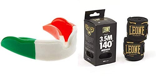Leone 1947 Titan Paradenti, Tricolore, Taglia Unica & AB705, Bendaggi Legionarivs Unisex – Adulto, Nero/Oro, 3.5