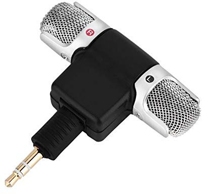 Topiky Mini microfono stereo a condensatore stereo Studio Broadcasting Mic con jack da 3,5 mm placcato in oro per PC portatile MD fotocamera