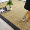 Decoweb Tapis Jonc de mer - Assam Chevron - Ganse Coton Noire - 160 x 230 cm