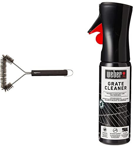 Weber Grate Cleaner, Black & Amazon Basics 12-Inch 3-Sided Grill Brush