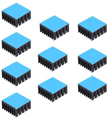Awxlumv 10PCS 20mm Heatsink Kit 20x20x10mm/ 0.79x0.79x0.39inch with Thermal Conductive Adhesive Tape, Cooler Heat Sink for Cooling GPU IC Chips VRAM VGA RAM