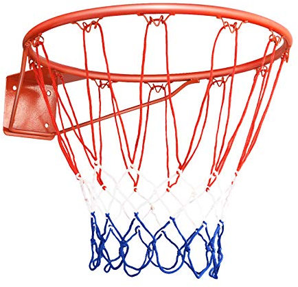 DREAMADE Basketballkorb mit Netz, Hängender Basketballring aus Stahl & Nylonseil, Standard Rim Ø 45 cm, Tür- und Wandmontage, Wetterfest für Indoor & Outdoor, für Erwachsene & Kinder