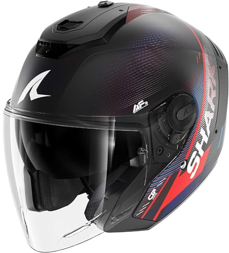 SHARK, Jet Motorradhelm RS JET CARBON SPEED-TECH Carbon Blue Red DBR, S