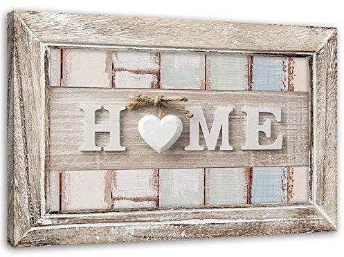 Feeby Wanddeko Home 60x40 cm Leinwandbild Kunstdruck Vintage Holzbretter Braun