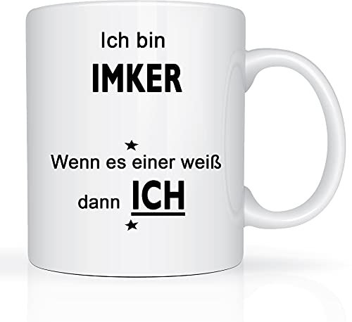 Print-Klex Berufstasse mit Imker Motiv Bedruckt Imker Tasse für Beruf Geschenk Kaffeebecher Geschenktasse Teetasse Arbeitstasse Arbeitsbecher mit Druck 330ml Beruf Tasse