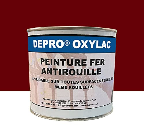 OXYLAC Peinture antirouille pour métal neuf et rouillé - 500GR (ROUGE MAC CORMICK)
