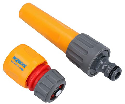 Hozelock Twist Spray Nozzle Garden Hose Pipe Water Gun & Aqua Stop Fitting