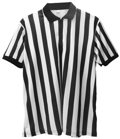 Mens Official Umpire Jersey Stripe Overturned Collar Ref Uniform Referee Shirt for Basketball Football Soccer