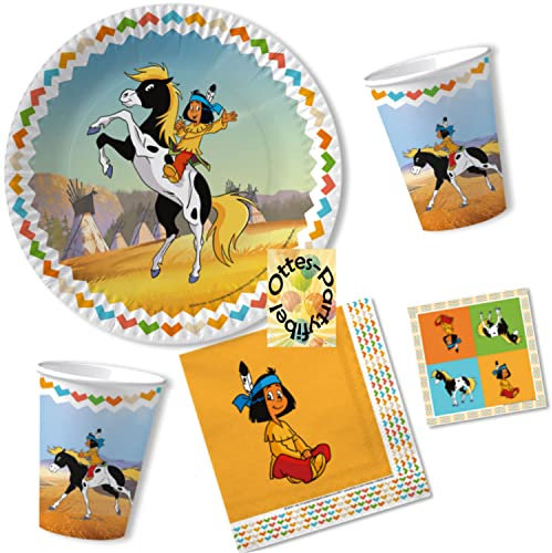 HHO Yakari-Pferde-Party-Set 36tlg. für 8 Pferdefreunde 8 Teller 8 Becher 20 Servietten
