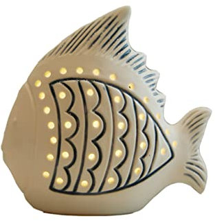 SEINHIJO Pesce Statuetta Figurine Oceano Regalo Decorazione Moderna Scultura Soprammobili Casa Ornamento Statua Ceramica Arte Luce LED 14m