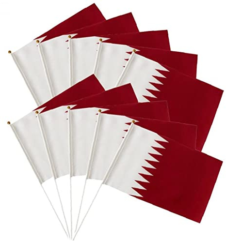 Danlai 10pcs Qatar Stick Flagge Fade Resistant Hand Held Mini Flags Tragbare Nationale Pennantflaggen Für Sportveranstaltungen