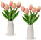 Kunstblumen Künstliche Tulpen Blumen Wie Echt Real Touch Tulpen, Höhe 30 cm, mit Vase aus Keramik, Deko Kunstpflanze (Light Rosa)