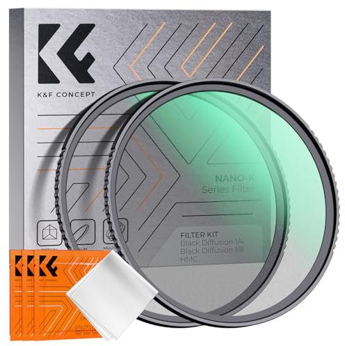 K&F Concept Filtre 52mm Black-Mist 1/4 et Black Diffusion 1/8 en Kit et 3 Chiffons de Nettoyage Emballés sous Vide pour Objectif Appareil Photo Numérique (K Série)