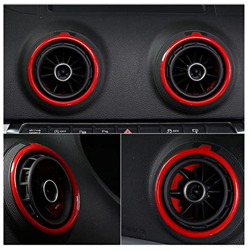 Interieur Zubehör Für Audi A3 S3 RS3 8V 2013 2014 2015 Innenraum Auto Klimaanlage Outlet Trim Ring Cover Außenring Refit Zubehör LuftauslassDekoration Streifen (Farbe : Rot)