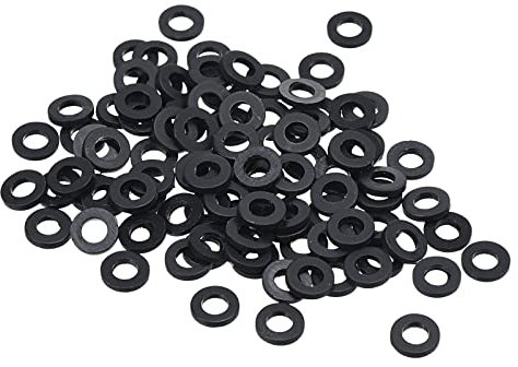 PATIKIL M3 Nylon Flache Unterlegscheiben 100 Pack 3mm ID 6mm AD Dichtungsringe Beilagscheiben Dichtring für Wasserhahn Rohrleitung Wasser Schlauch Befestigung Bolzen Schwarz