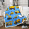 Kinder Bagger Decke Jungen LKW Traktor Plüsch Bettdecke Sherpa Decke 130×150 Für Kinder Mädchen Teens Fahrzeug Fleece Flanell Werfen Decke Auto Kran Baggermaschinen Kuscheldecke Blau Gelb Wohndecke