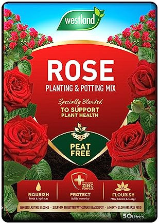 50L Rose Planting & Potting Mix Compost Peat Free Compost Promotes Rooting For Fast Establishment, Blended To Support Plant Health
