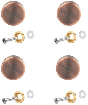 4 Pcs Mirror Screws, 25mm Copper Decorative Cap Metal Nail for Bath Plates Mirror Tables Wardrobes Furniture, Bronze