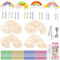 Mkitnvy 12 Stück Windspiel Bastelset Kinder, Regenbogen Holz Klangspiel Basteln Bastelhandwerk mit Hängendem Klangspiele, für Kinder Mädchen Jungen ab 5 6 7 8 9, Ostern Outdoor Dekorieren