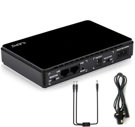 Mini UPS Portable Uninterruptable Power Supply Battery Backup with POE Current Transfer Function AC 100V/240V DC 5V/9V/12V 8800mAH Power Bank with LED Indicator for Webcam CCTV Camera WiFi Router
