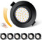 Dexnump Spot LED Encastrable Dimmable, Spots de Plafond 230V, 5W 600LM Spot Encastré Equivalente de 50W, Spot LED Ultra Plat de 25mm, IP44 Étanche pour Chambre Cuisine Salon, Lot de 6 (Noir, 2700K)