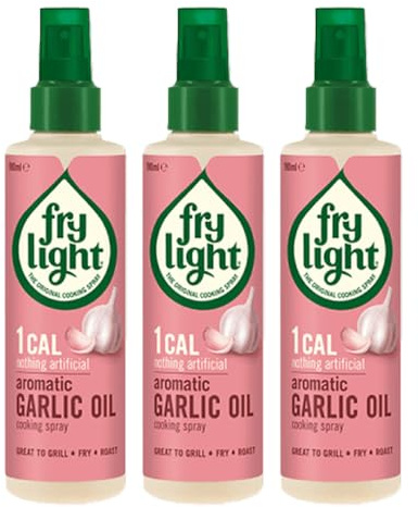 3 x 190ml Low 1 Calorie Aromatic Garlic Oil French Cooking Spray Dressing Grill Frying Roasting