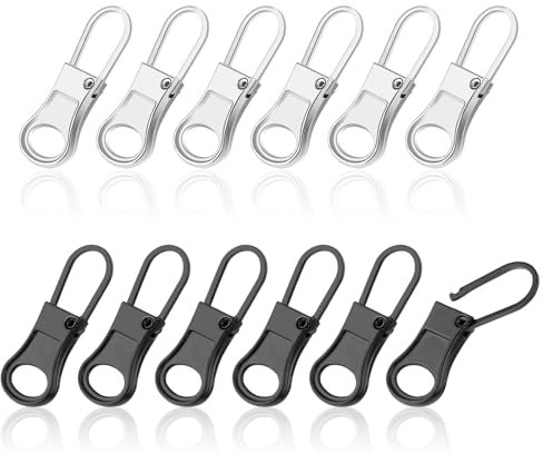 Ouligay 12 Stück Reißverschluss Zipper für Reißverschluss Anhänger Metall Reissverschluss Zipper Universal Reißverschluss Reparatur Set für Jacken Kleidung Koffer Rucksäcke