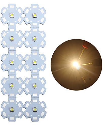 LED-Chip-Glühbirne, 3V 3W Warmweiß, Hochleistungs-LED-Perlen, LED-Modul, Pixel, Licht, kleine LEDs, Lampon, Aluminium, Kühlkörper, Leiterplatte, LED-Glühbirne für Pin-Spot-Licht-Flutlicht (10 Stück)
