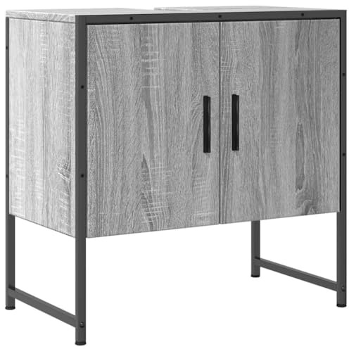 vidaXL Waschbeckenunterschrank, Waschbeckenschrank mit viel Stauraum, Unterschrank für Waschbecken Waschtisch, Badschrank Badezimmerschrank Badmöbel, Grau Sonoma Holzwerkstoff