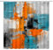 YNFUQANLN Duschvorhang, türkis, orange, blau, blaugrün, grau, gebrannt, abstrakt, Pinselstriche, Ölgemälde, Stoff, Badezimmer-Dekor, Vorhang mit Haken