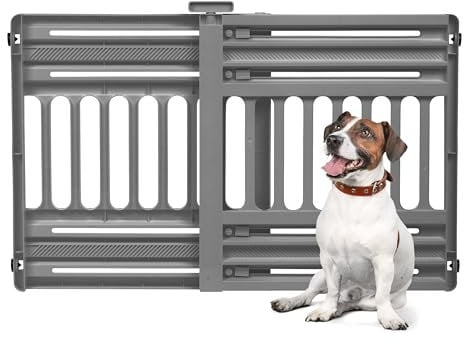 Iris Ohyama, Puerta de Seguridad para Perros, Barrera de Escalera a presión, A61 x A64 cm, Extensible hasta 1m, No Requiere perforación, para Interiores, Pasillo, Cocina, PBR-600, Plástico (PP) Gris