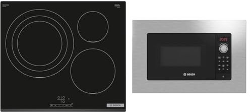 Bosch Serie 4 PID631BB5E Placa de inducción 60 cm, Color negro/bisel delantero, sin perfiles & BEL623MS3 - Microondas electrónico encastrable con marco 38 cm, asistente de limpieza